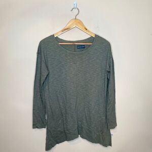Saks Fifth Avenue Green Long Sleeve Pima Modal Top